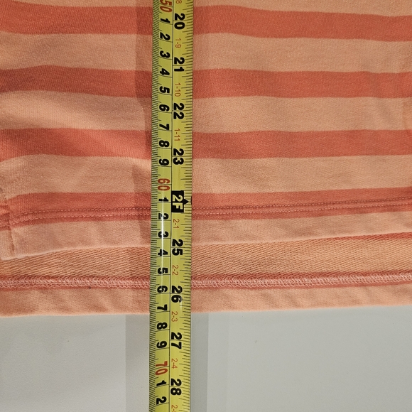 L.L. Bean Womans Medium Orange/Blue Striped 1/4 Button Rugby Top - Picture 6 of 6